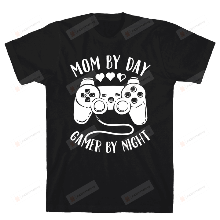 Mom By Day Gamer By Night Funny T-Shirt Tee Birthday Christmas Present T-Shirts Gifts Women T-Shirts Women Soft Clothes Fashion Tops Black