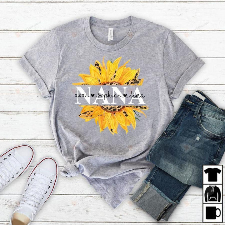Personalized Sunflower Leopard Nana Essential T-Shirt, T-Shirt For  Women On Birthday, Christmas, Anniversary