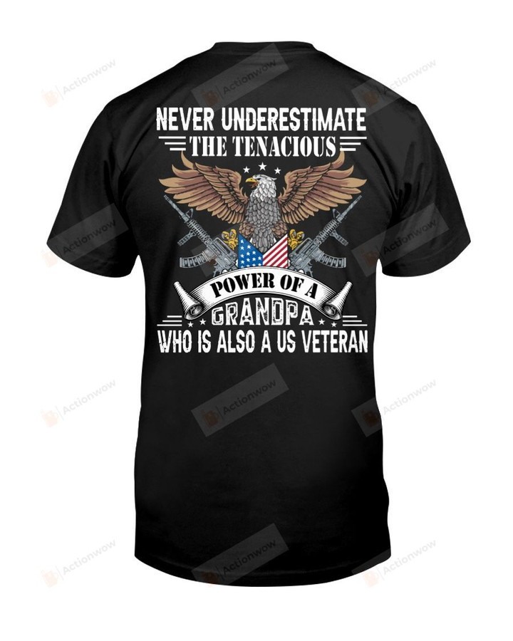 Power Of A Grandpa Who Is Also A Us Veteran Short-Sleeves Tshirt, Pullover Hoodie, Great Gift T-shirt On Veteran Day