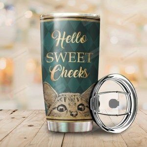 Hello Sweet Cheeks Vintage Cat Tumbler Best Gifts For Cat Lovers, Pet Lovers On Birthday Christmas Thanksgiving 20 Oz Sports Bottle Stainless Steel Vacuum Insulated Tumbler