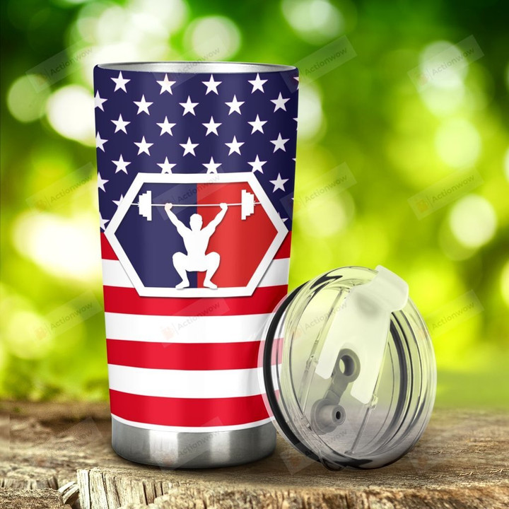 Weightlifting Major League USA Flag Tumbler Stainless Steel Tumbler, Tumbler Cups For Coffee/Tea, Great Customized Gifts For Birthday Christmas Thanksgiving, Anniversary