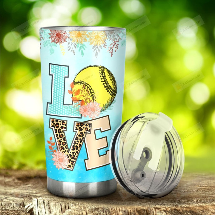 Softball Love Tumbler Stainless Steel Tumbler, Tumbler Cups For Coffee/Tea, Great Customized Gifts For Birthday Christmas Thanksgiving, Anniversary