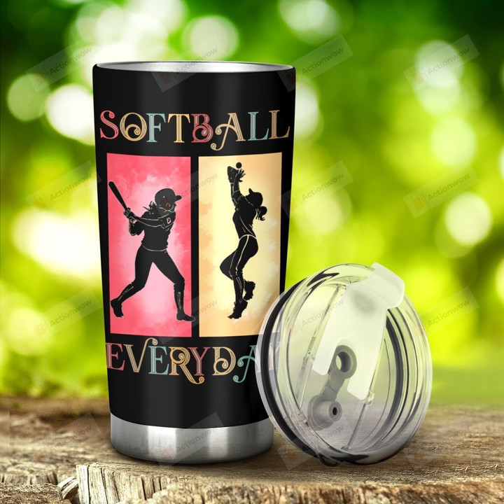 Softball Everyday Tumbler Stainless Steel Tumbler, Tumbler Cups For Coffee/Tea, Great Customized Gifts For Birthday Christmas Thanksgiving, Anniversary