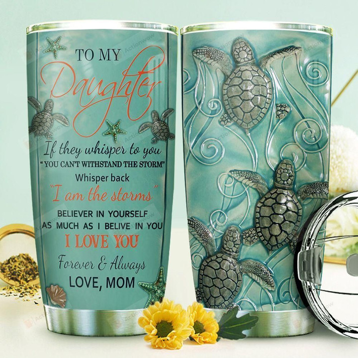 Personalized Sea Turtles And Starfishes Stone Style Tumbler To My Daughter Tumbler Gifts For Daughter From Mom 20 Oz Sports Bottle Stainless Steel Vacuum Insulated Tumbler