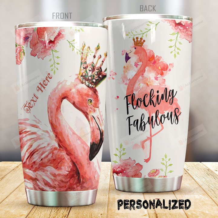 Personalized Watercolor Flamingoes With Crown Tumbler Flocking Fabulous Tumbler Best Gifts For Flamingo Lovers, Animal Lovers 20 Oz Sports Bottle Stainless Steel Vacuum Insulated Tumbler