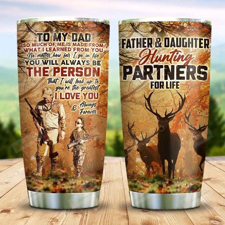 Deer Hunting Father And Daughter Tumbler Cup To My Dad I Love You Stainless Steel Vacuum Insulated Tumbler 20 Oz Best Gifts For Dad On  Birthday Christmas Father's Day Travel Tumbler