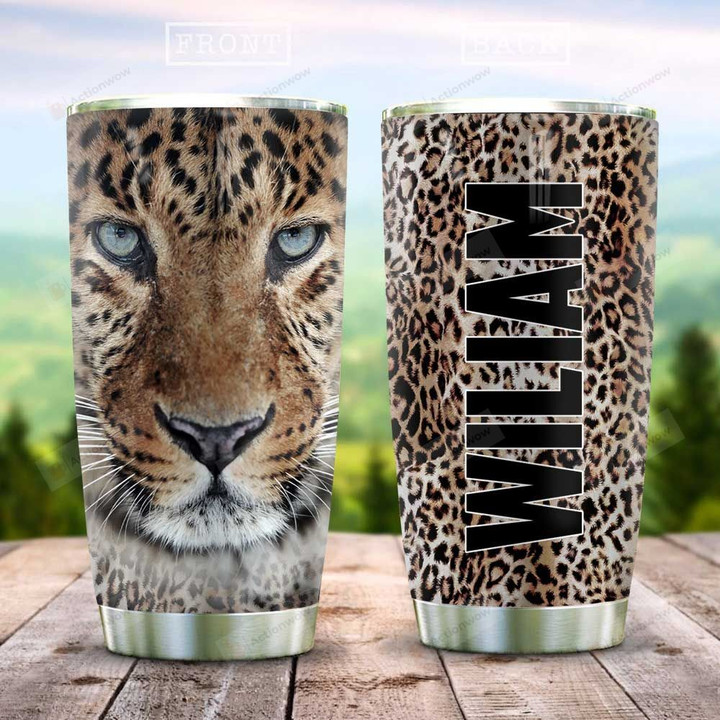 Personalized Leopard Stainless Steel Tumbler, Tumbler Cups For Coffee/Tea, Great Customized Gifts For Birthday Christmas Thanksgiving