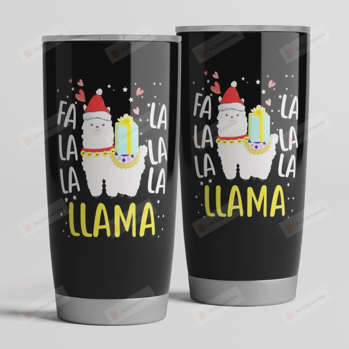 Llama Alpaca Christmas Snowing Stainless Steel Tumbler, Tumbler Cups For Coffee/Tea, Great Customized Gifts For Birthday Christmas Thanksgiving