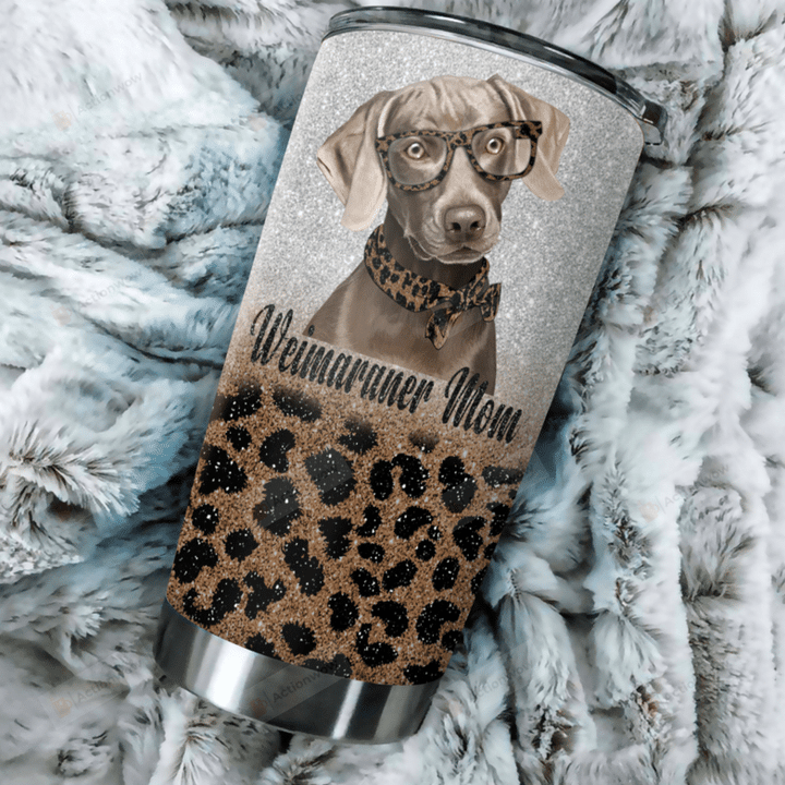 Weimaraner Mom Leopard Stainless Steel Vacuum Insulated Double Wall Travel Tumbler With Lid, Tumbler Cups For Coffee/Tea, Perfect Gifts For Dog Lovers On Birthday Christmas Thanksgiving