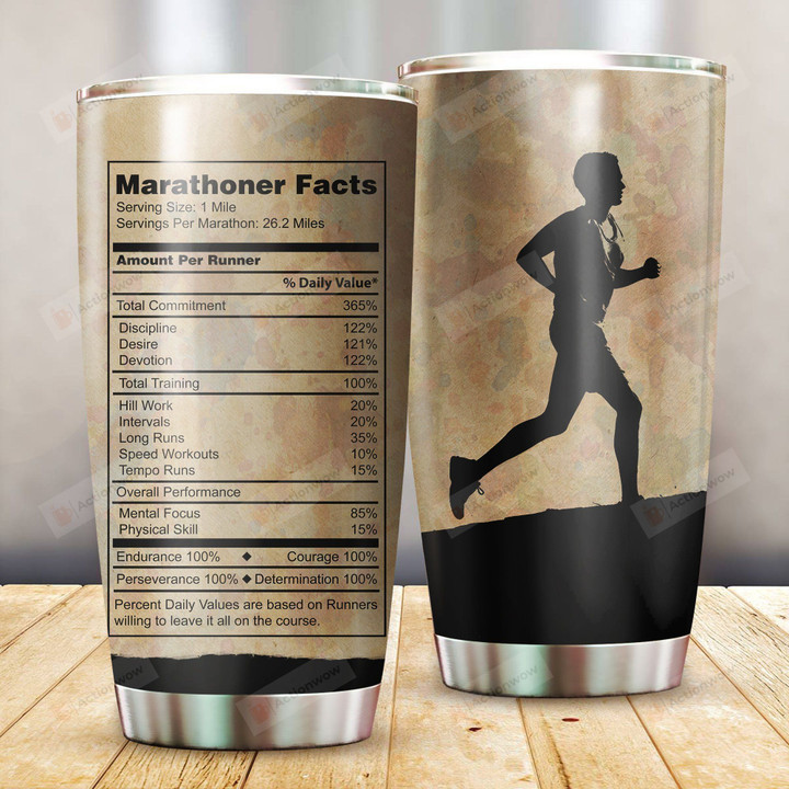 Marathoner Facts Marathon Tumbler Stainless Steel Vacuum Insulated Double Wall Travel Tumbler With Lid, Tumbler Cups For Coffee/Tea, Perfect Gifts For Birthday Christmas Thanksgiving