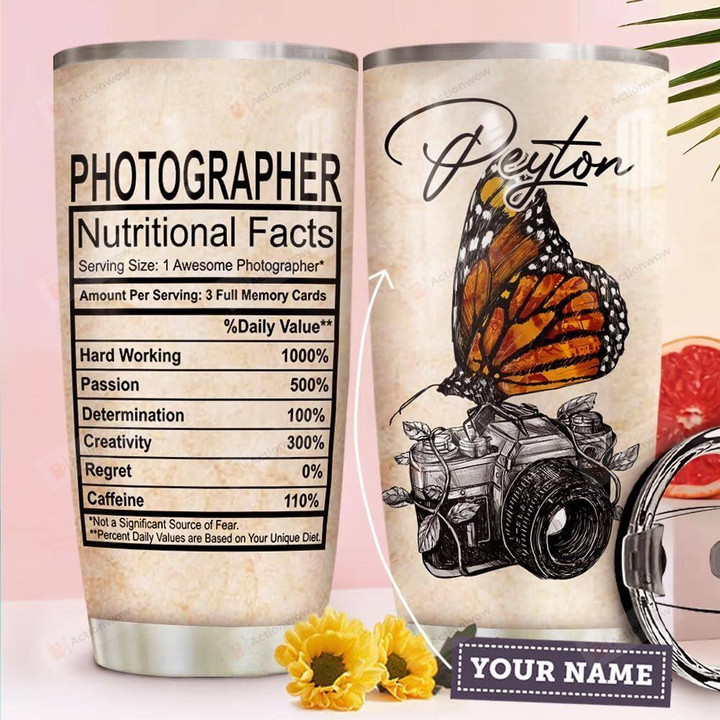 Photographer With Passion Nutrition Personalized Tumbler Cup Stainless Steel Insulated Tumbler 20 Oz Tumbler For Coffee/ Tea With Lid Best Gifts For Photographer On Birthday Christmas Thanksgiving