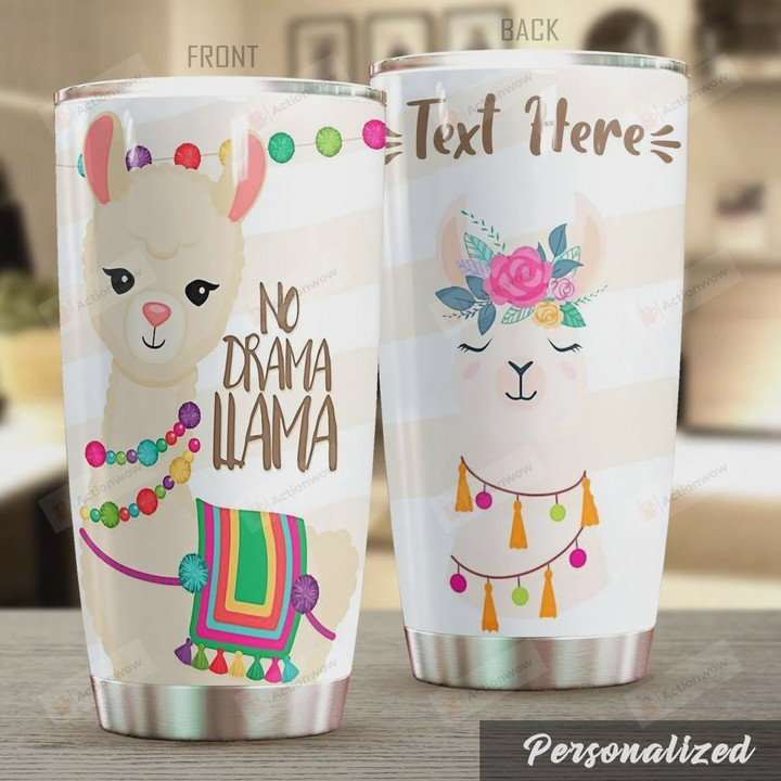 Cute Llama Tumbler Cup Personalized, No Drama Llama, Stainless Steel Vacuum Insulated Tumbler 20 Oz, Perfect Gifts For Birthday Christmas, Best Gifts For Llama Lovers, Coffee/ Tea Tumbler