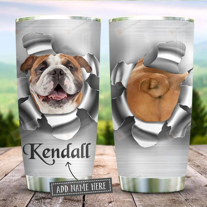 Bulldog Break The Tumbler Personalized Cup, Tumbler For Dogs Lovers, Stainless Steel Insulated Tumbler 20 Oz, Best Gifts For Birthday Christmas Thanksgiving, Coffee/ Tea Tumbler With Lid
