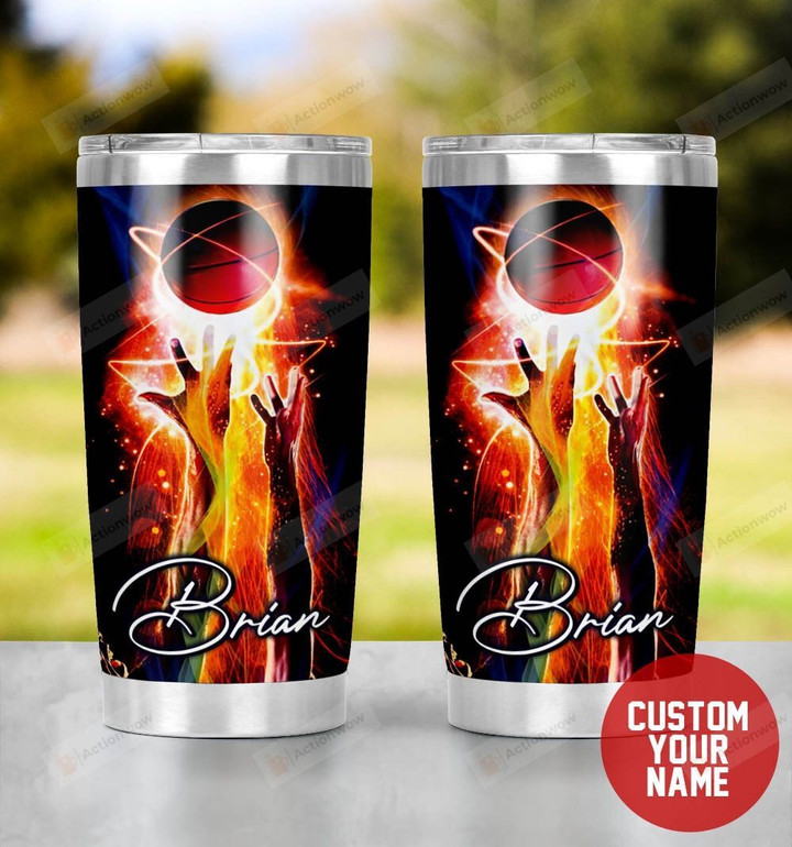 Personalized Basketball Powerful Jump Ball Art Stainless Steel Tumbler Tumbler Cups For Coffee/Tea, Great Customized Gifts For Birthday Christmas Thanksgiving