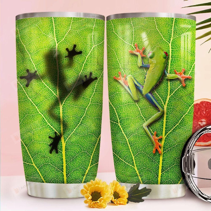 Frog Crawling On Leaf Stainless Steel Tumbler, Tumbler Cups For Coffee/Tea, Great Customized Gifts For Birthday Christmas Thanksgiving
