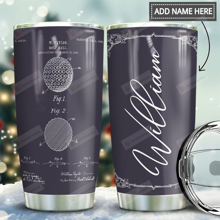 Personalized Golf Ball Drawing Stainless Steel Tumbler, Tumbler Cups For Coffee/Tea, Great Customized Gifts For Birthday Christmas Thanksgiving