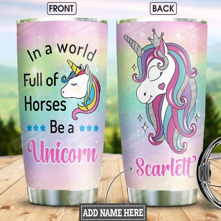 Personalized Unicorn Picture Be A Unicorn Tumbler Cup Stainless Steel Vacuum Insulated Tumbler 20 Oz Great Customized Gifts For Birthday Christmas Thanksgiving Best Gifts For Unicorn Lovers