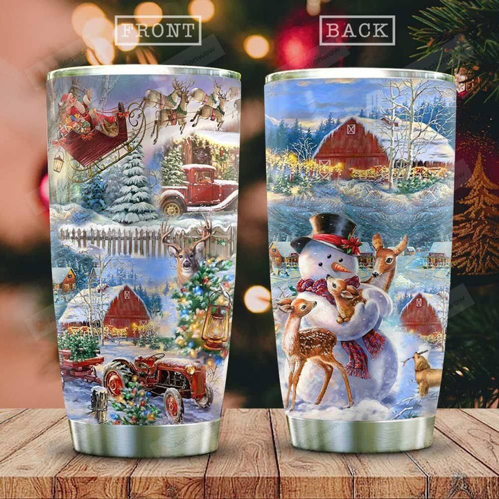 Christmas In Farm Snowman Tumbler Cup, Tumbler For Coffee/Tea With Lid, Travel Tumbler, Santaclaus, Stainless Steel  Insulated Tumbler 20 Oz, Great Gifts For Birthday Christmas - Unique Gifts