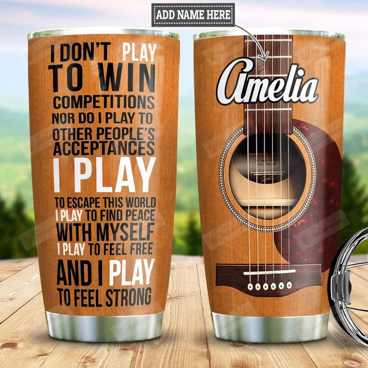 Personalized Name Acoustic Guitar Stainless Steel Tumbler, Tumbler Cups For Coffee/Tea, Great Customized Gifts For Birthday Christmas Thanksgiving