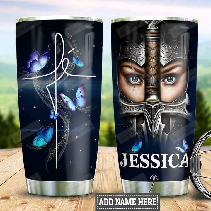 Personalized Warrior Butterfly Stainless Steel Tumbler, Tumbler Cups For Coffee/Tea, Great Customized Gifts For Birthday Christmas Thanksgiving