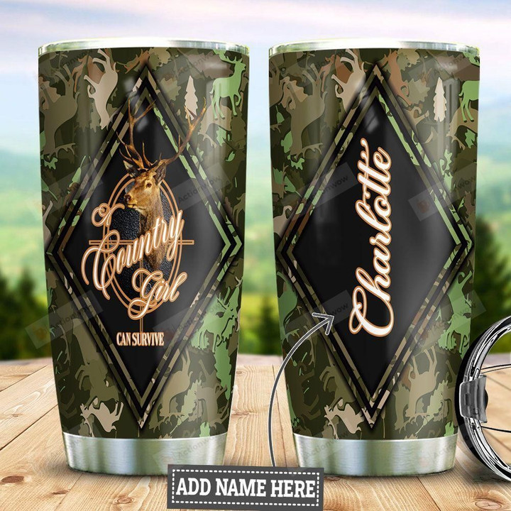 Personalized Deer Country Girl Hunting Stainless Steel Tumbler, Tumbler Cups For Coffee/Tea, Great Customized Gifts For Birthday Christmas Thanksgiving