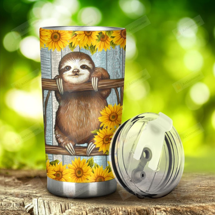 Personalized Sunflower And Sloth This Is Year I Will Be Stronger, Braver, Kinder And Unstoppable Stainless Steel Tumbler, Tumbler Cups For Coffee/Tea, Great Customized Gifts For Birthday Christmas Anniversary