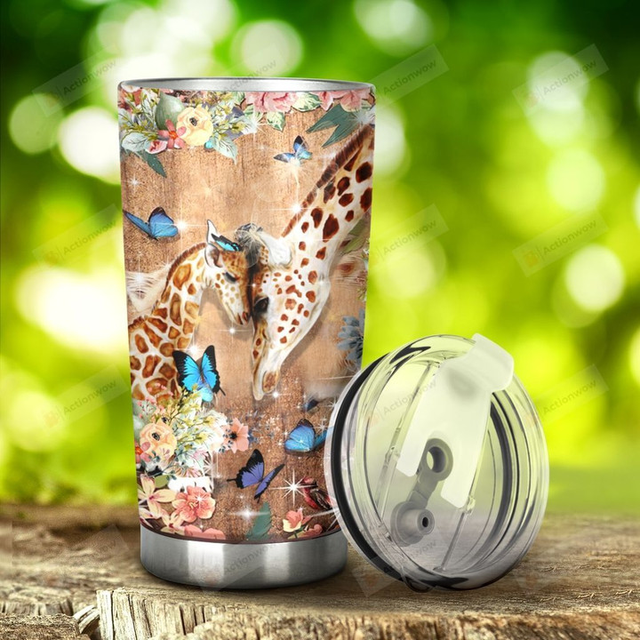 Personalized Giraffe To My Mom No Matter How Far I Go  In Life You'll Always My Loving Mom Stainless Steel Tumbler, Tumbler Cups For Coffee/Tea, Great Customized Gifts For Birthday Christmas Thanksgiving