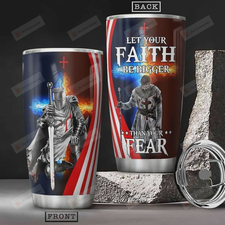 Faith Warrior Tumbler Cup Let Your Faith Be Bigger Than Your Fear Stainless Steel Vacuum Insulated Tumbler 20 Oz Great Gifts For Birthday Christmas Thanksgiving Travel Tumbler With Lid