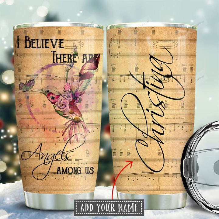 Hummingbird Angels Among Us Personalized Tumbler Cup, Stainless Steel Insulated Tumbler 20 Oz, Coffee/ Tea Tumbler With Lid, Perfect Gifts For Birthday Christmas Thanksgiving