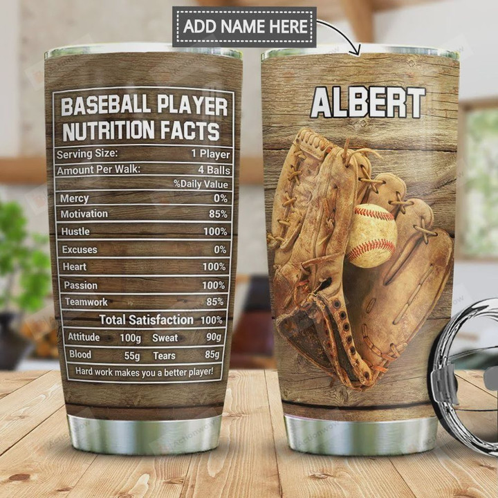 Baseball Player Facts Personalized Tumbler Cup Baseball Grips Picture Stainless Steel Insulated Tumbler 20 Oz Tumbler For Practicing Traveling Best Gifts For Baseball Player On Birthday Christmas