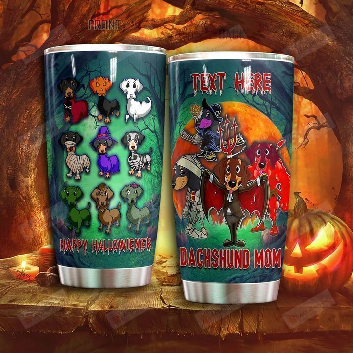 Personalized Dachshund Mom Tumbler Dachshund Tumbler Halloween Travel Mug Stainless Steel Vacuum Insulated Double Wall Travel Tumbler With Lid, Tumbler Cups For Coffee/Tea, Perfect Gifts For Halloween