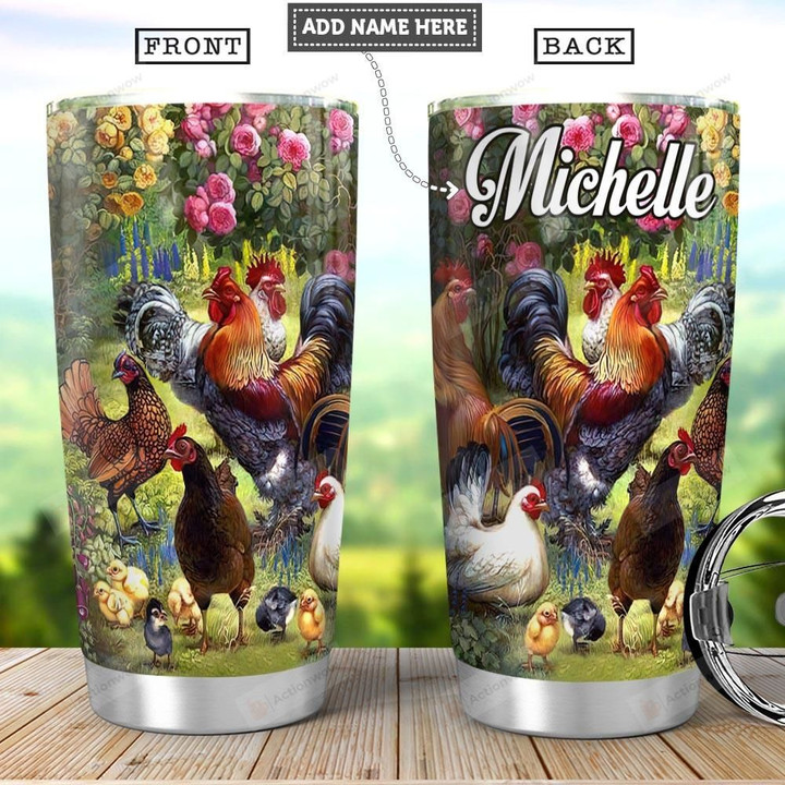 Personalized Chicken Tumbler Beautiful Chicken Farm Art Tumbler Cup Stainless Steel Tumbler, Tumbler Cups For Coffee/Tea, Great Customized Gifts For Birthday Christmas