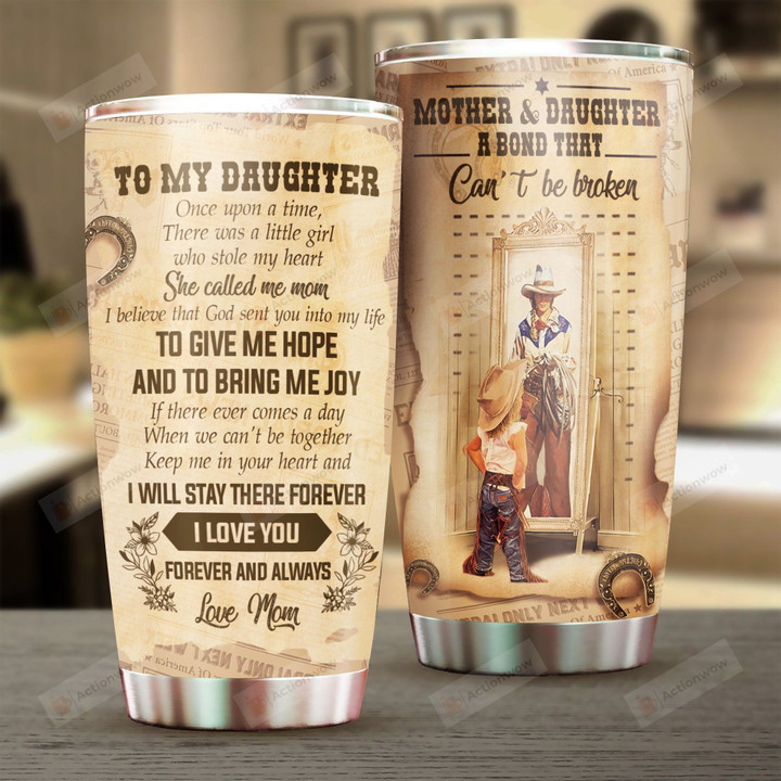 Personalized To My Daughter Tumbler Mother & Daughter Tumbler Stainless Steel Vacuum Insulated Double Wall Travel Tumbler With Lid, Tumbler Cups For Coffee/Tea, Perfect Gifts For Mother's Day Birthday