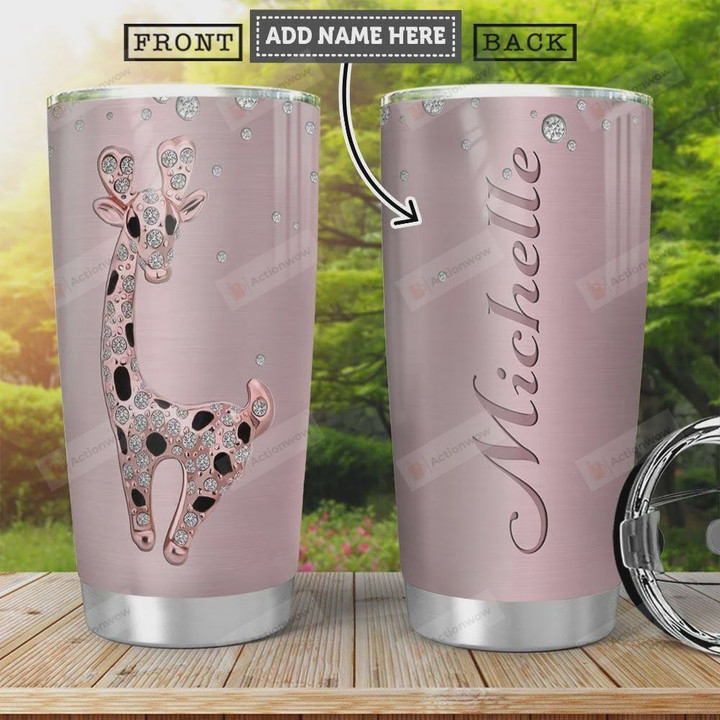 Personalized Giraffe Diamond Tumbler Cup, Stainless Steel Insulated Tumbler 20 Oz, Tumbler Cups For Coffee/Tea, Best Gifts For Giraffe Lovers, Perfect Birthday Gifts Christmas Gifts, Unique Tumbler