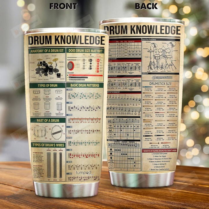 Drum Knowledge Stainless Steel Tumbler, Tumbler Cups For Coffee/Tea, Great Customized Gifts For Birthday Christmas Thanksgiving