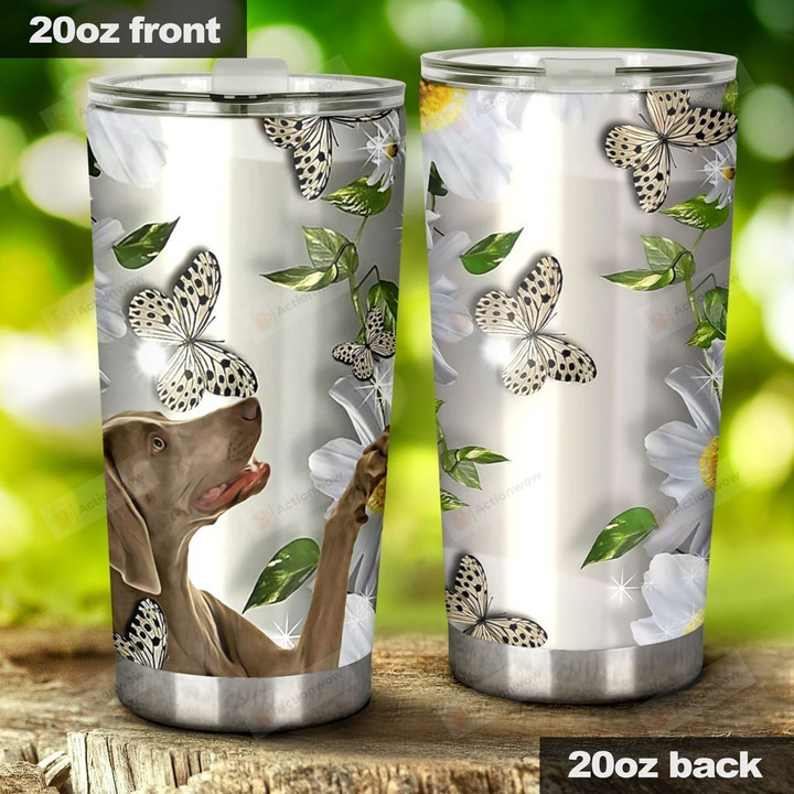 Weimaraner Daisy Butterfly, Stainless Steel Tumbler Cup For Coffee/Tea, Great Customized Gift For Birthday Christmas Thanksgiving