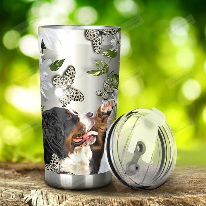 Bernese Daisy Butterfly Stainless Steel Tumbler, Tumbler Cups For Coffee/Tea, Great Customized Gifts For Birthday Christmas Thanksgiving, Anniversary