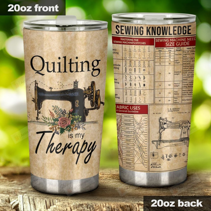 Quilting Is My, black Sewing Machine Stainless Steel Tumbler Cup For Coffee/Tea, Great Customized Gift For Birthday Christmas Thanksgiving