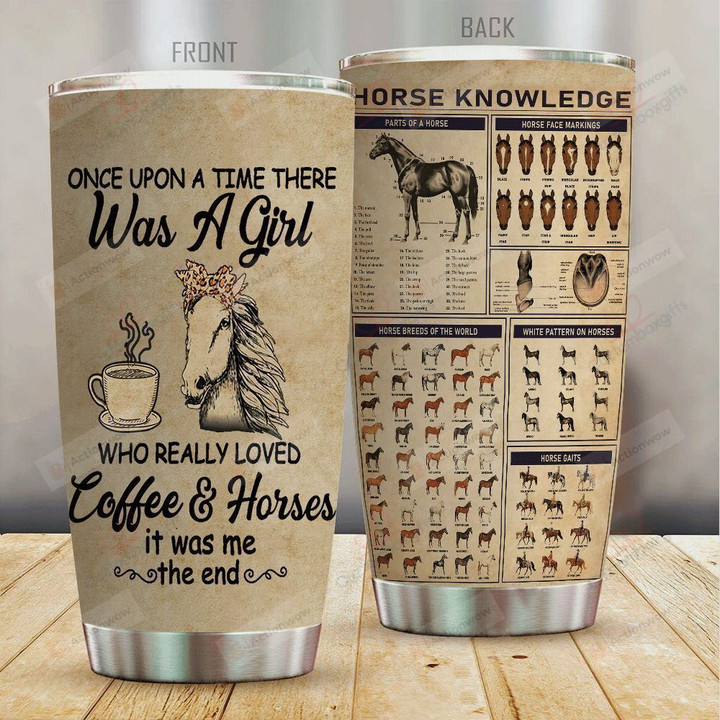 A Girl Who Really Loved Coffee And Horses Stainless Steel Tumbler, Tumbler Cups For Coffee Or Tea, Great Gifts For Thanksgiving Birthday Christmas