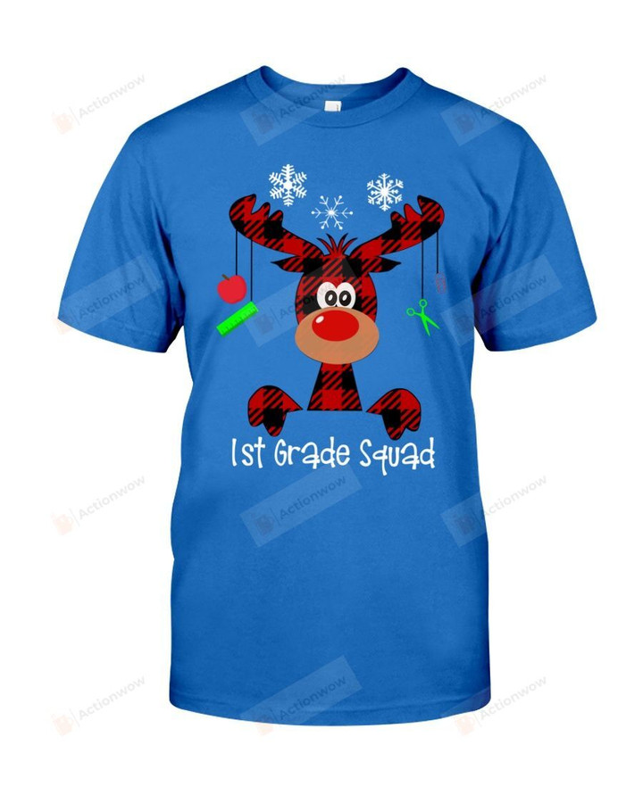 1st Grade Squad Reindeer Short-Sleeves Tshirt, Pullover Hoodie, Great Gift T-shirt For Thanksgiving Birthday Christmas