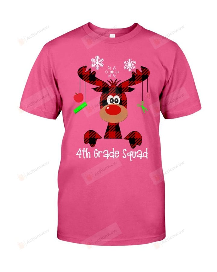 4th Grade Squad Reindeer Short-Sleeves Tshirt, Pullover Hoodie, Great Gift T-shirt For Thanksgiving Birthday Christmas