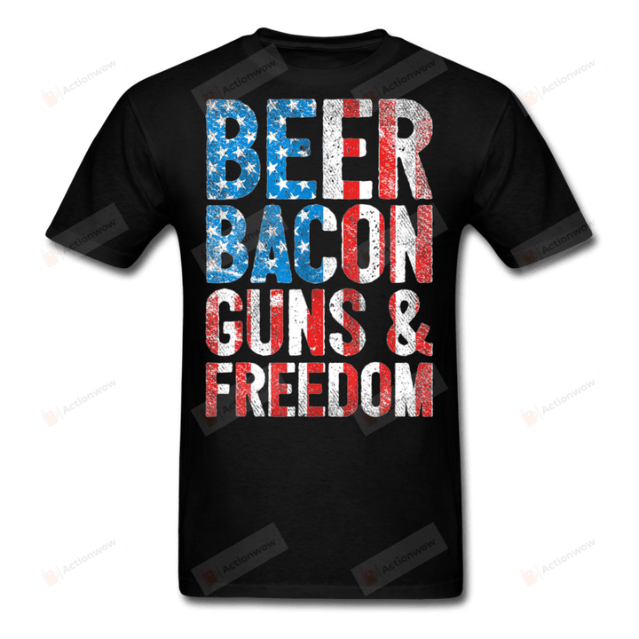 Bacon, Beer, Guns & Freedom T-Shirt, Essential T-shirt, Unisex T-Shirt Great Customized Gifts For Birthday Christmas Thanksgiving