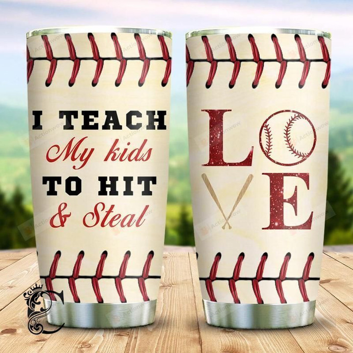 Baseball Dad Hit And StealStainless Steel Tumbler