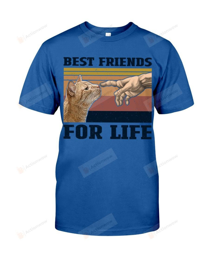 Best Friends For Life Cat Retro Navy Short-Sleeves Tshirt, Pullover Hoodie, Great Gift T-shirt For Thanksgiving Birthday Christmas