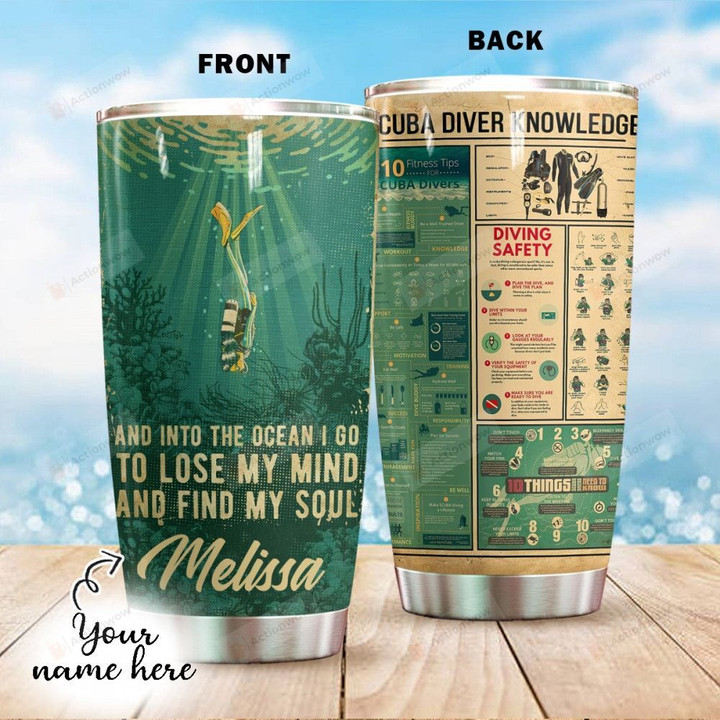 Personalized Scuba Diving Knowledgge Custom Name Stainless Steel Tumbler, Tumbler Cups For Coffee/Tea, Great Customized Gifts For Birthday Christmas Thanksgiving