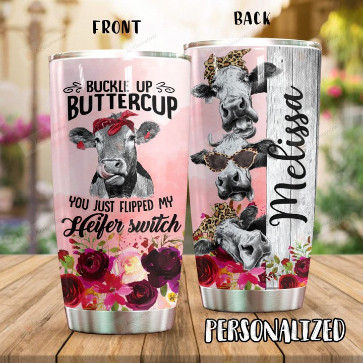Personalized Heifer Switch Custom Name Stainless Steel Tumbler, Tumbler Cups For Coffee/Tea, Great Customized Gifts For Birthday Christmas Thanksgiving