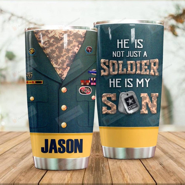 Personalized Soldier And My Son Stainless Steel Tumbler, Tumbler Cups For Coffee/Tea, Great Customized Gifts For Birthday Christmas Thanksgiving Anniversary