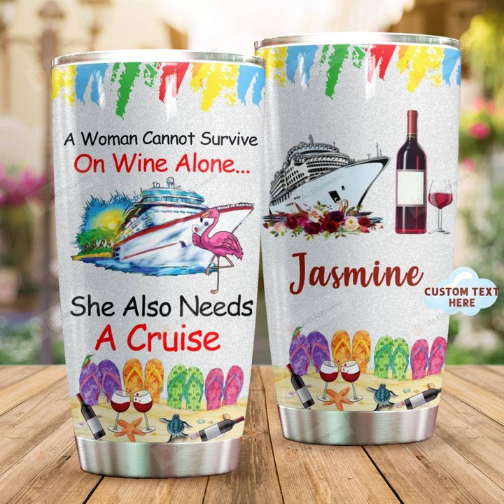 Personalized Wine And Cruise Custom Name Stainless Steel Tumbler, Tumbler Cups For Coffee/Tea, Great Customized Gifts For Birthday Christmas Thanksgiving