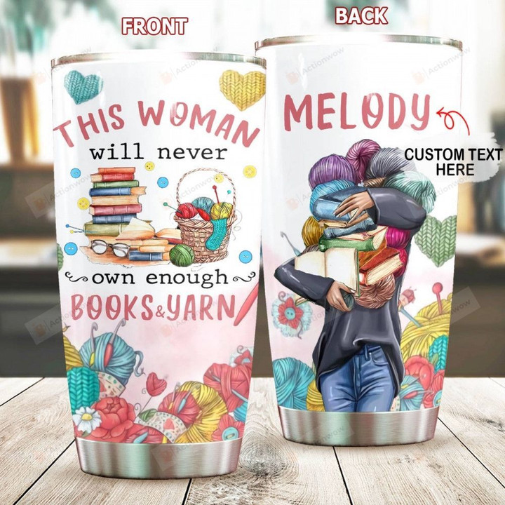 Personalized Yarn And Books Custom Name Stainless Steel Tumbler, Tumbler Cups For Coffee/Tea, Great Customized Gifts For Birthday Christmas Thanksgiving