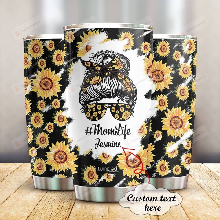 Personalized Sunflower Mom Life Stainless Steel Tumbler, Tumbler Cups For Coffee/Tea, Great Customized Gifts For Birthday Anniversary